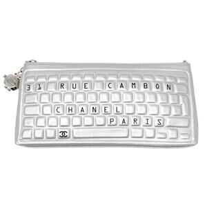 Chanel Spring 2017 Rue Cambon Silver Keyboard Clutch with Robot Charm
